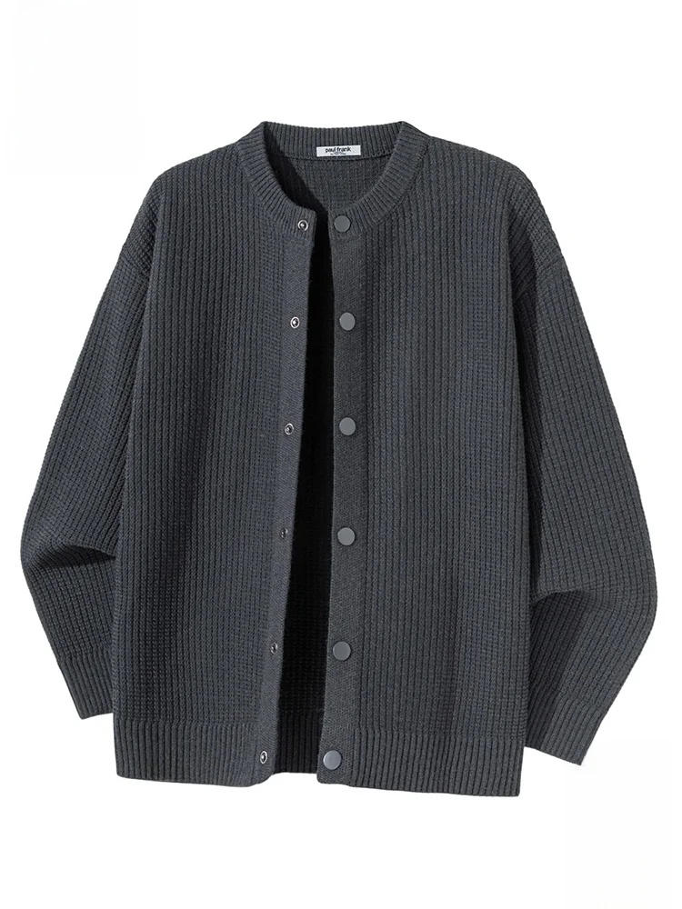 

Мужской вязаный кардиган Paul Frank в стиле ретро, свободный повседневный свитшот с принтом обезьяны, осенний сезон, смесовый полиэстер, длинный рукав