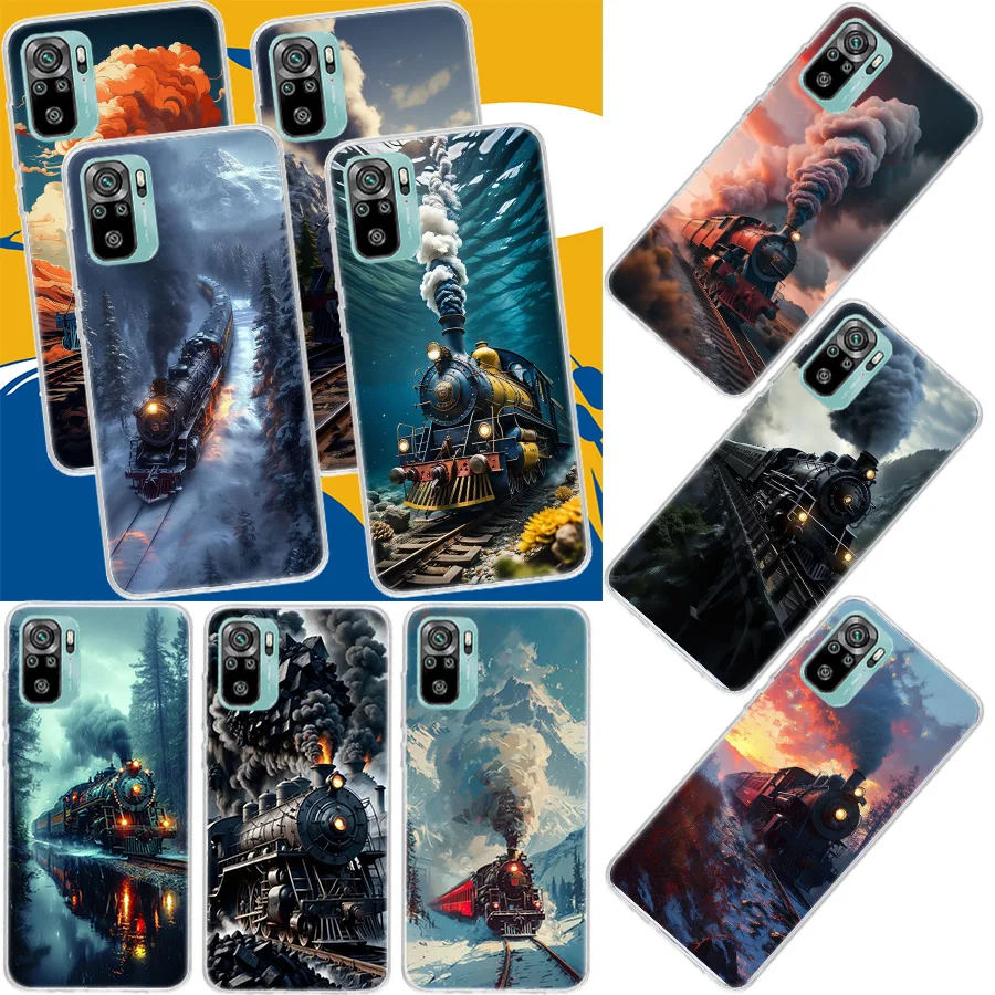 Steam Train Phone Case For Xiaomi Redmi Note 11S 11T 11E 12S 12 Pro Plus 11 10S 10 9S 9T 9 8T 8 7 Coque Soft