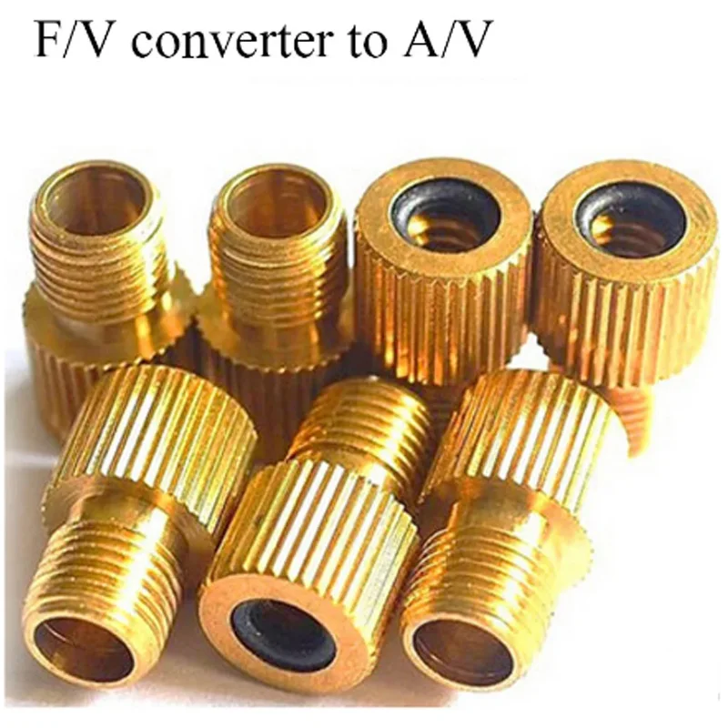 5PC F/V To A/V Valve Adapter Bike Value Converter Presta To Schrader Golden Bike Tire French Valve Adapter Bicycle Accessories