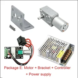 JGY370 Geared Motor 12V 24V Low Speed Large Torque jgy370 Bracket + Controller + Power Reversed Reducer Mini Reduction Box Motor