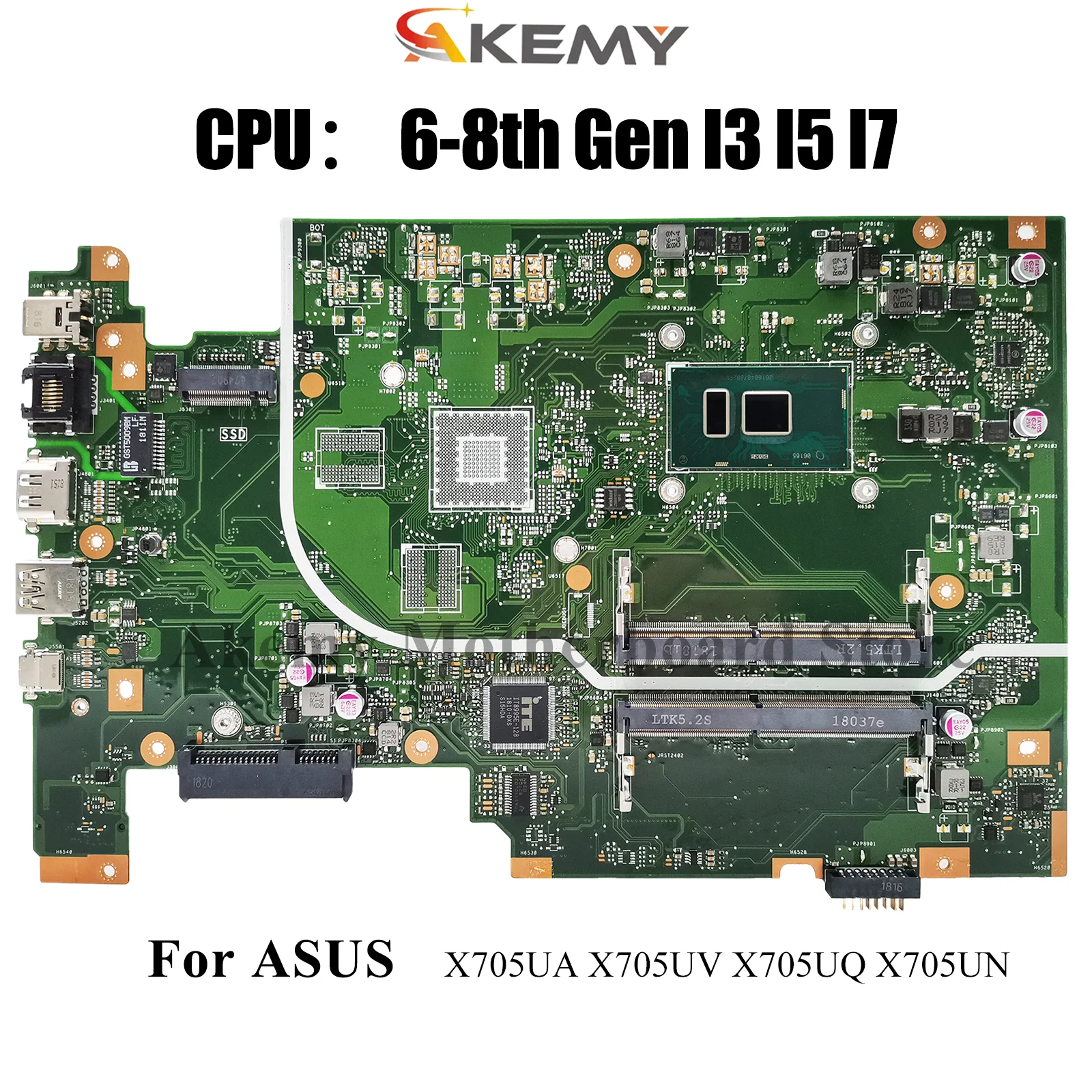 

X705UA Laptop Motherboard For ASUS VivoBook X705U X705UF X705UBP X705UQ X705UV X705UN X705UNR X705UB Mainboard With I3 I5 I7 CPU