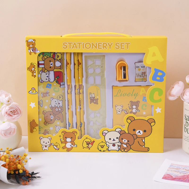 8pcs Rilakkuma Stationery Set – Der perfekte Schulbedarf für Kinder und Fans