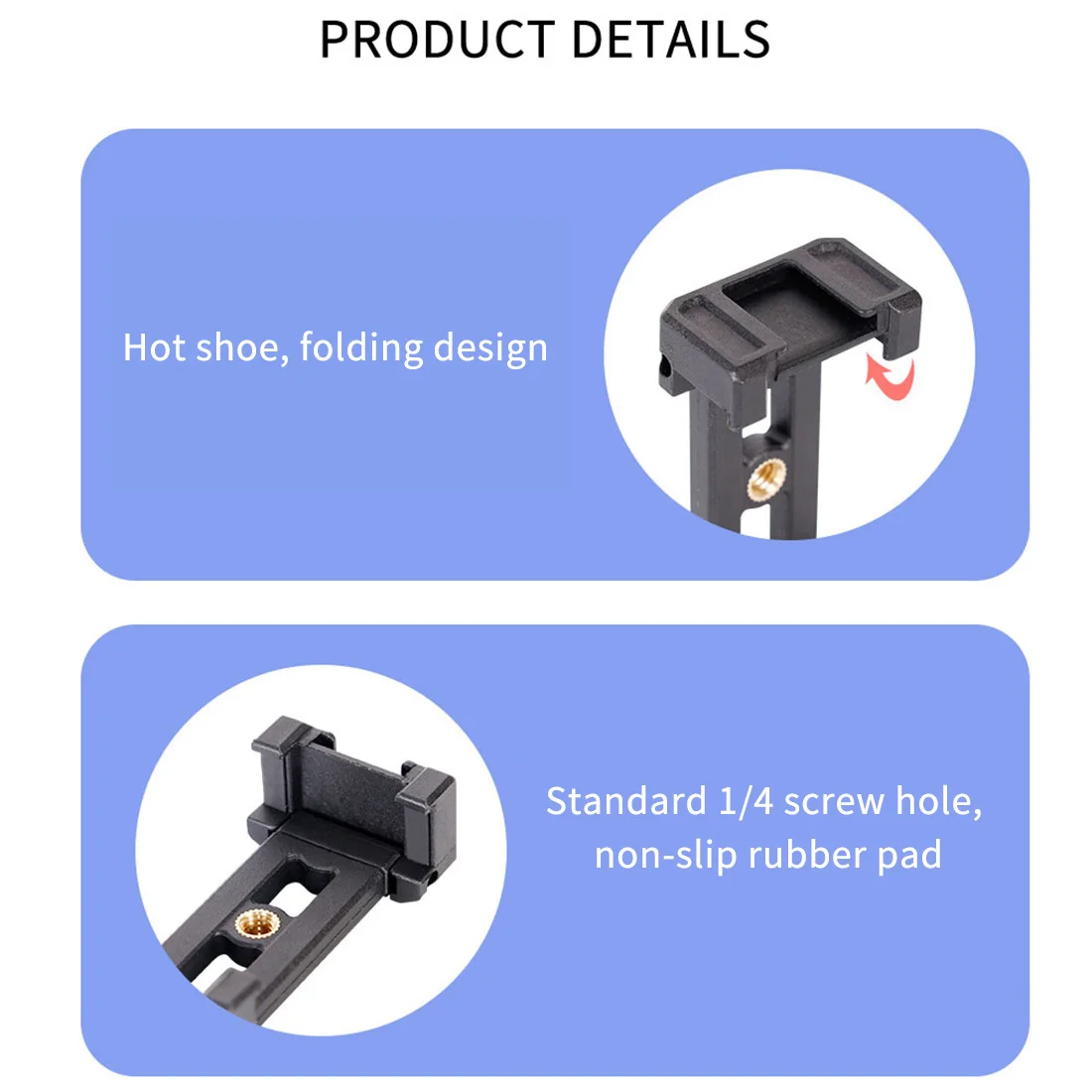 U Clip Telefonständer Power Bank Halter Ausziehbare 62-87mm Klemme Kaltschuhhalterung 1/4" ARRI für iPhone Kamerakäfig Stativhalterung – Detail 23