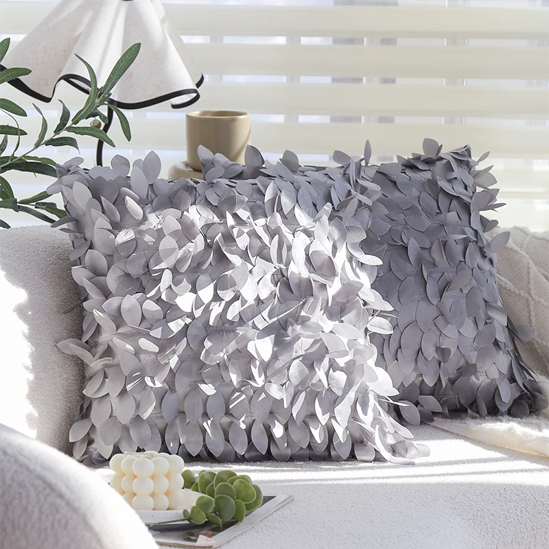 

Gray 3D Creative Leaf Cushion Cover for Indoor Sofa Living Room Decoration Fashion Pillow Cover Home Decor Funda Cojin 45x45