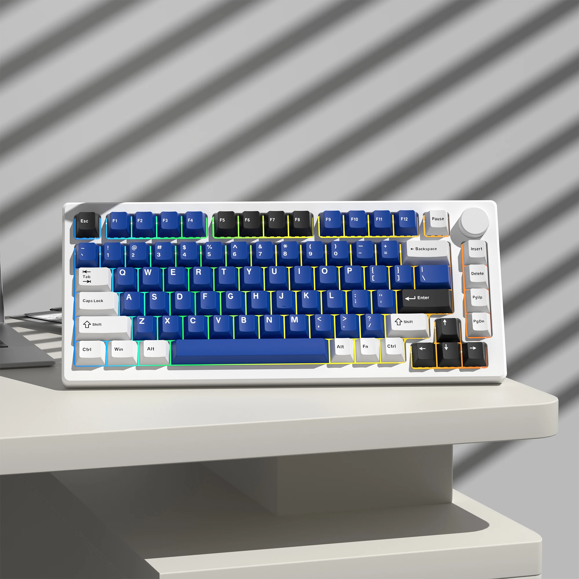 Womier 138 Keys Retro Blue White PBT Keycap Double Shot Cherry
