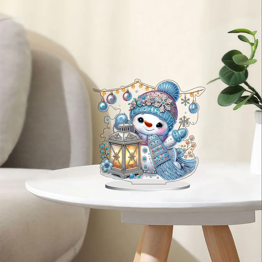 

2D Flat Snowman Print DIY Desktop Diamond Art Kits for Home Office Desktop Decor (D)