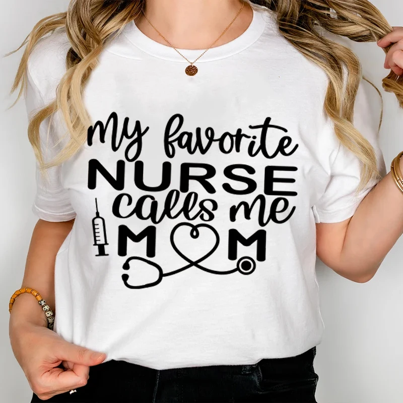 

Mother's Day T-Shirt Nurse Mom Print Casual Short Sleeve Tee Gift for Mama Grandma Women's Fashion Crewneck Streetwear