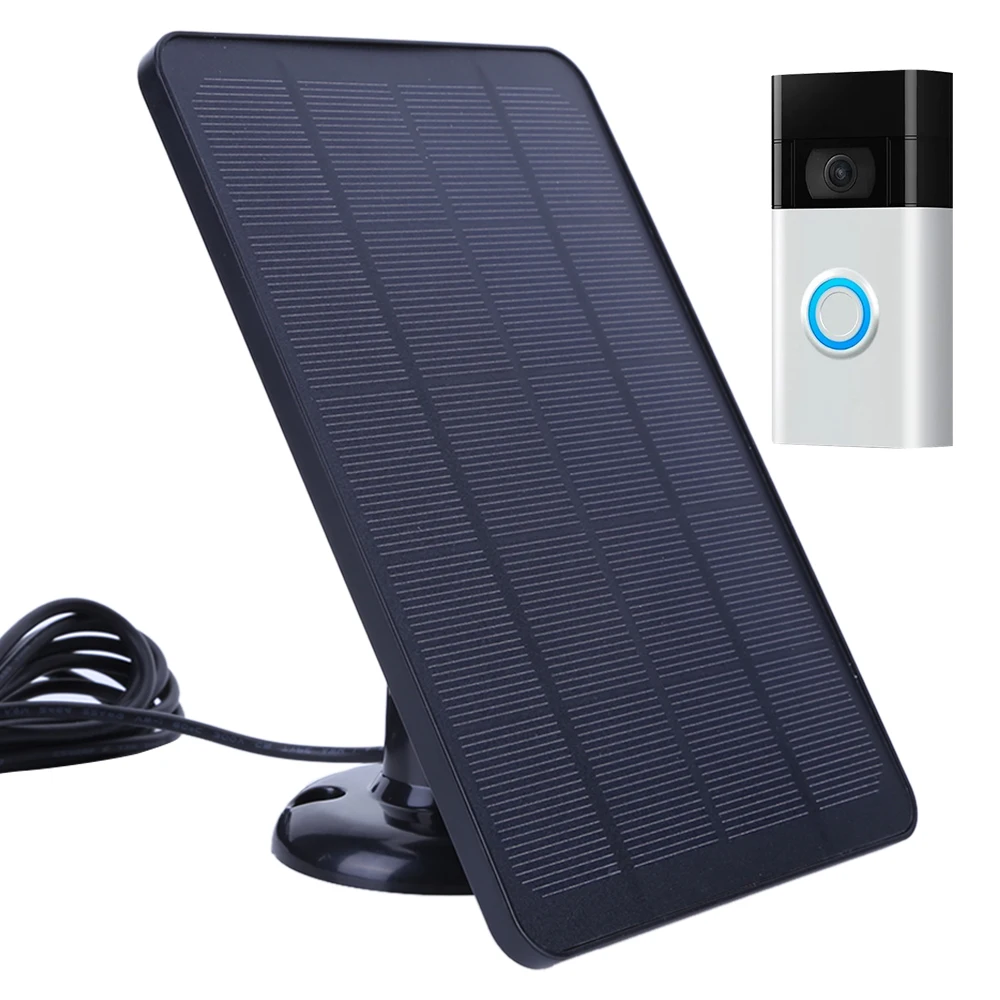 

4W 5V Solar Cell Panel Waterproof Solar Power Panel 360° Adjustable Bracket with 9.8FT Charging Cable for Ring Video Doorbell 4