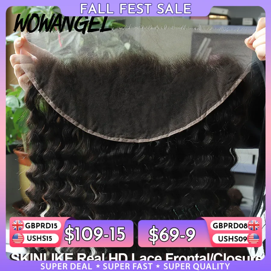 Nur 13x6 HD-Spitzenfrontal, tiefe Welle, 13x4 vollständiger Frontal, unsichtbarer HD-Spitzenverschluss, nur reines Haar für Frau, schmelzende Haut, vorgezupft
