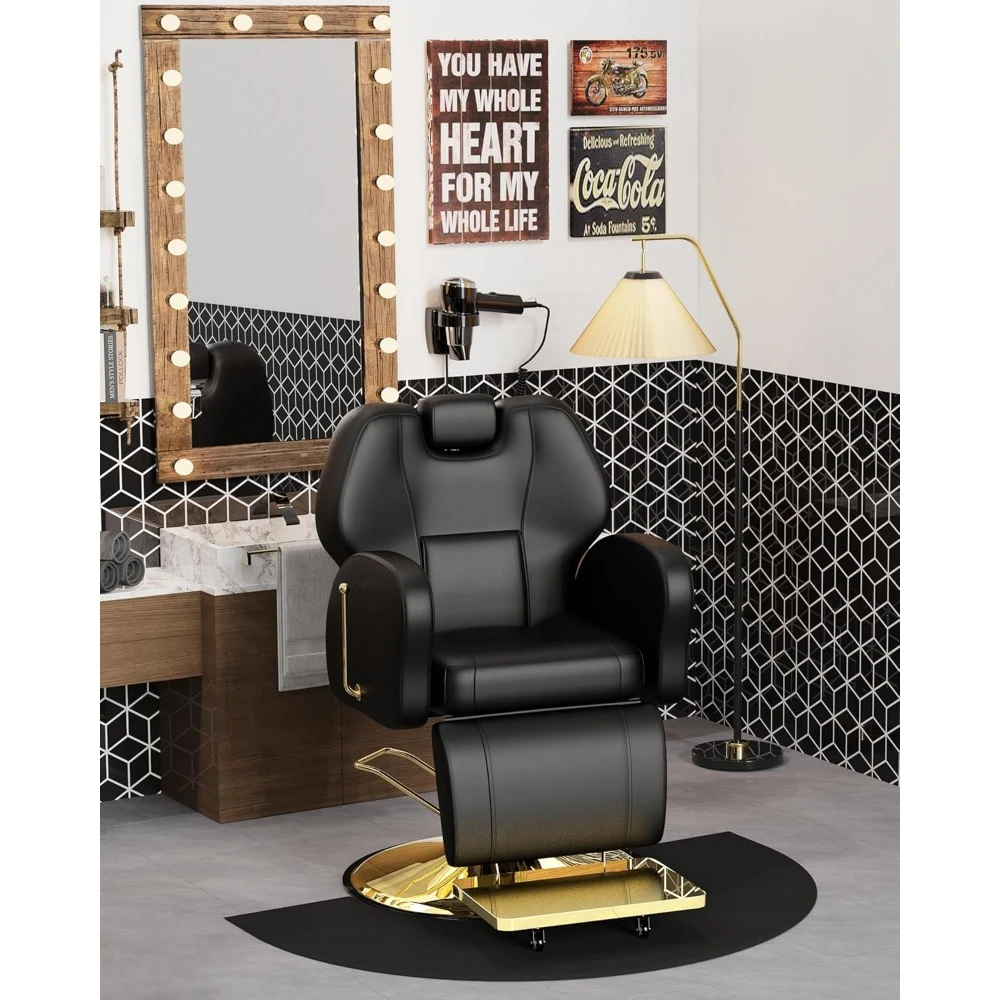 Barber Chair, Reclining Salon Chairs, Hair Salon Chair All-Purpose Hair Chairs with Heavy-Duty Steel Frame, Salon Furniture