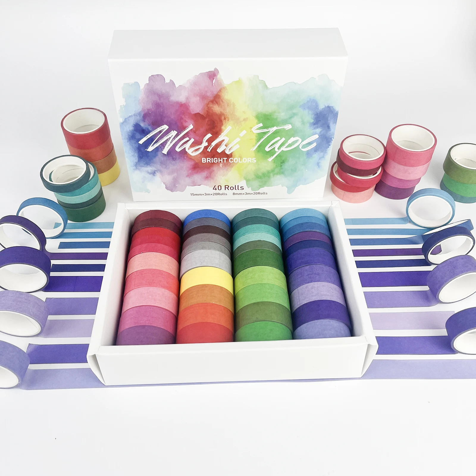 

40 Rolls Colorful Slim Solid Color Washi Tape Set DIY Decorative Masking Tape Wrapping Scrapbooking Journaling Supplies