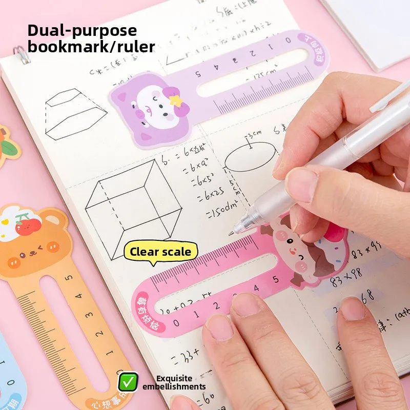 Hot-selling Ruler Bookmark Paper Cartoon Creative Stationery Elementary School Gift Small Gift Cute Reading Bookmark Card