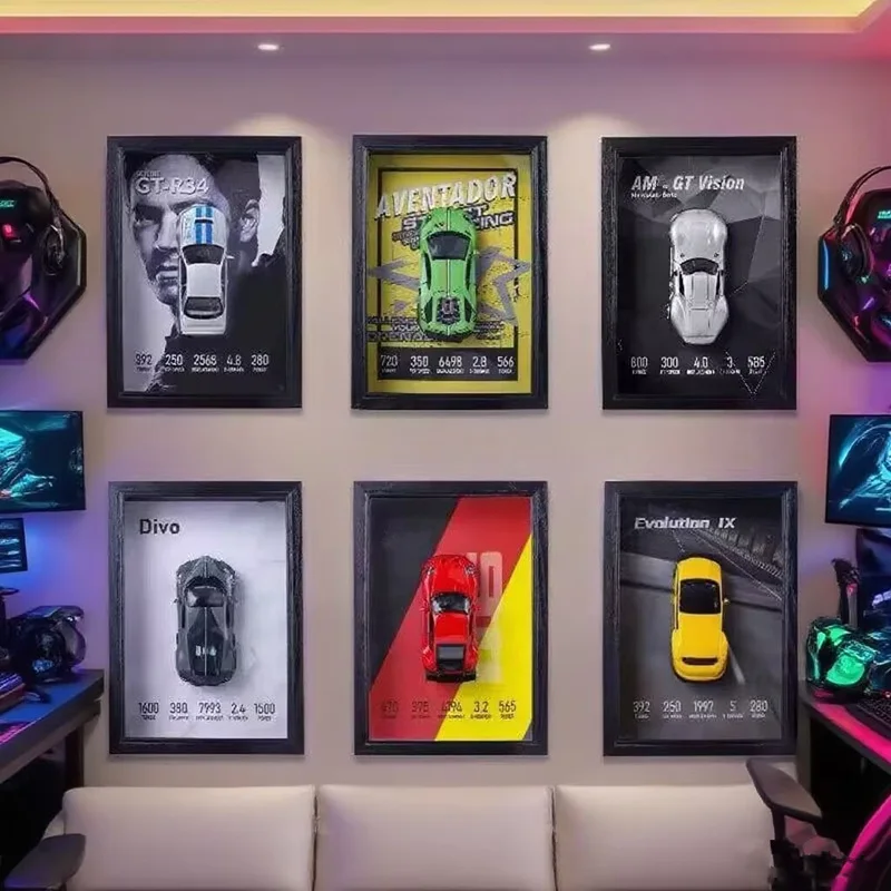 

1:32 Alloy Metal Racing Car Model Photo Frame Version 3D Sports Car Vehicle Hanging Painting Collection Kids Toy Gift Decoration