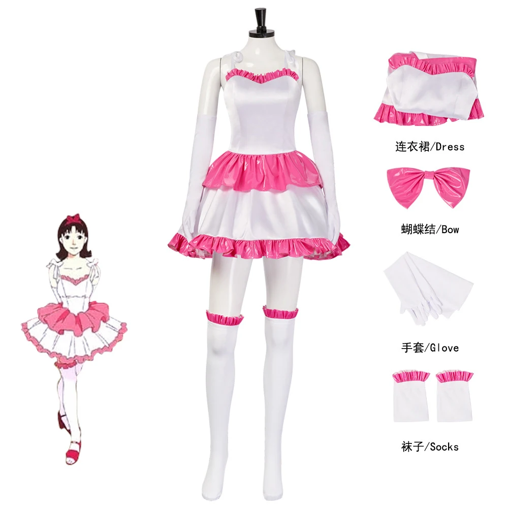 Disfraz de película de Anime para mujer, traje de Cosplay de Mima Kirigoe, peluca, vestido rojo, fiesta de dibujos animados de miedo de Halloween, atuendo elegante