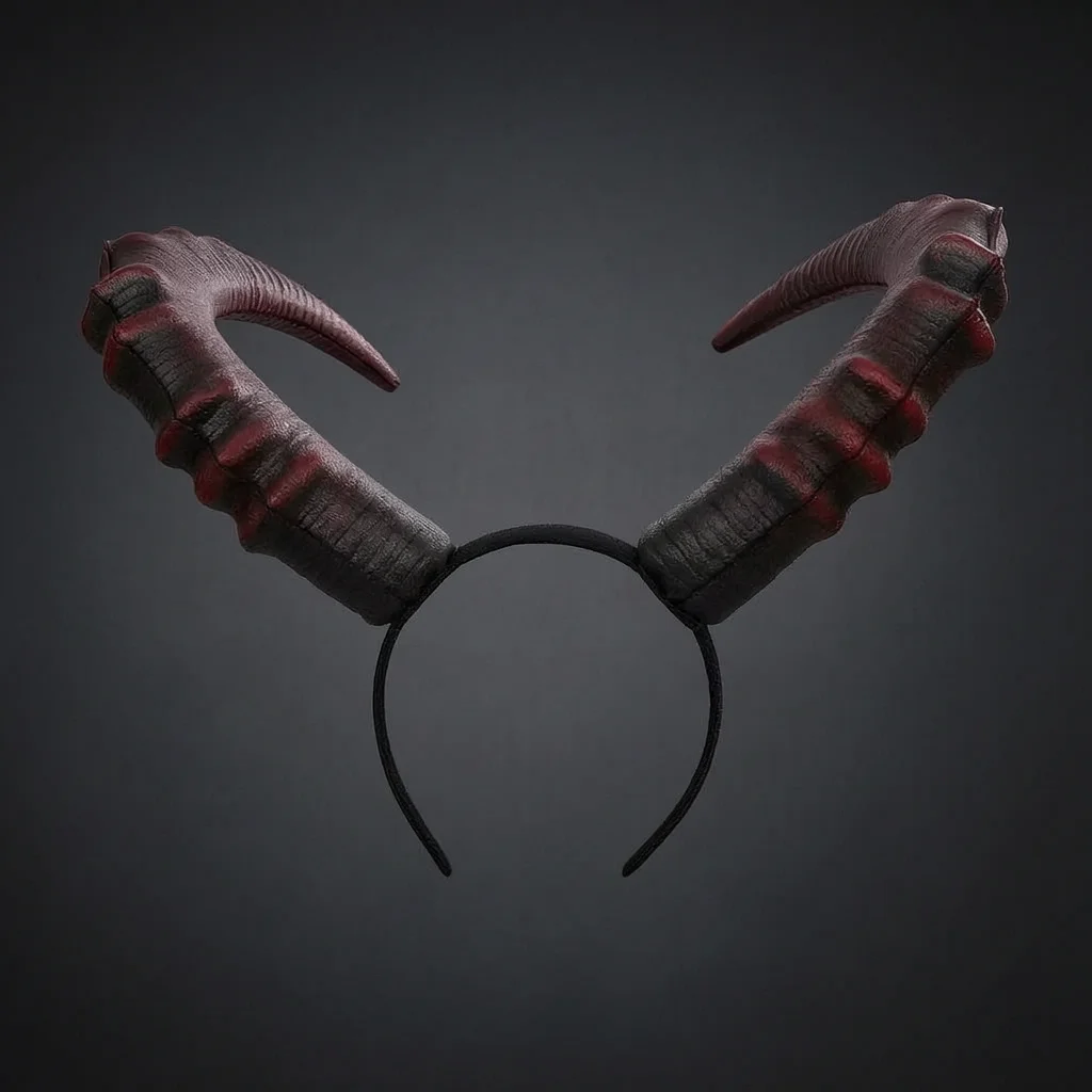 Horn Headband Large Red Demon Horns Gothic Devil Antlers Cosplay Halloween Party Headwear for Women Festival Costume