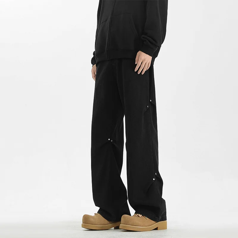 

Прямые джинсы в стиле ретро в американском стиле High Street, мужские весенне-летние модные брендовые свободные повседневные и универсальные свободные брюки с широкими штанинами