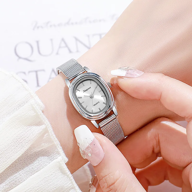 Simple Women Watch Stainless Steel Mesh Band Women's Watch Oval Dial Student Luxury Gift Wristwatch Wholesale Relojes Para Mujer