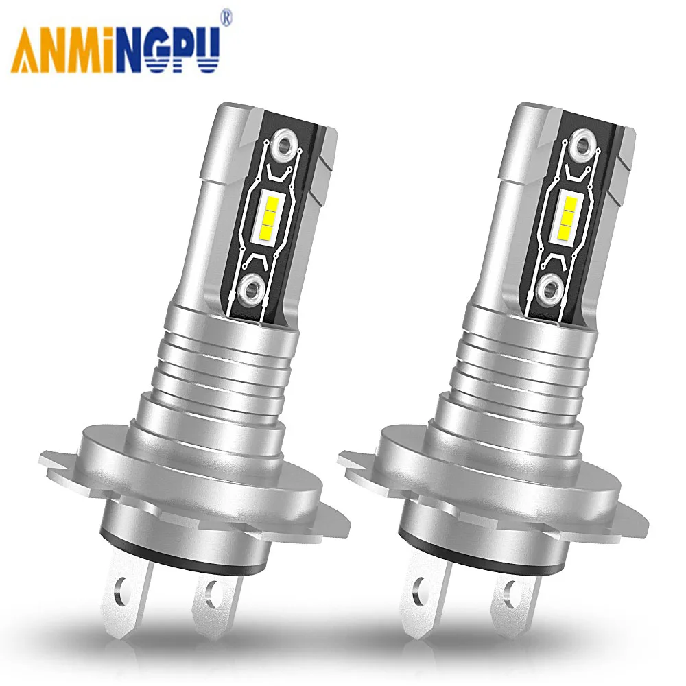 ANMINGPU 2x H7 LED Bulb 1:1 Mini Size Head Lamp Fanless Wireless 16000LM H7 Car LED Headlight Bulb CSP LED Chips 6000K White 12V