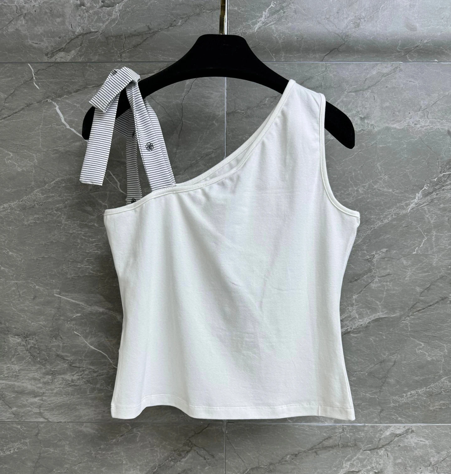 2024 spring 24SS New arrival brand 100% cotton bow diamond letter casual vest for women