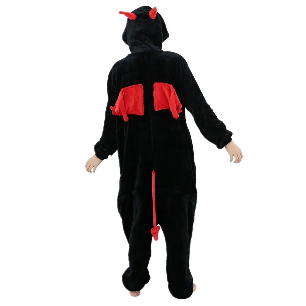 

Cartoon Devil Flannel Onesies Pajamas Adult Kids Winter Warm Sleepwear Halloween Cosplay One Piece Homewear Jumpsuit Pyjamas