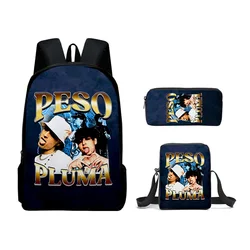 Peso Pluma Merch Backpack 2023 New Album Daypacks 3 Pieces Sets Zipper Rucksack School Shoulder Bag Pencil Bag