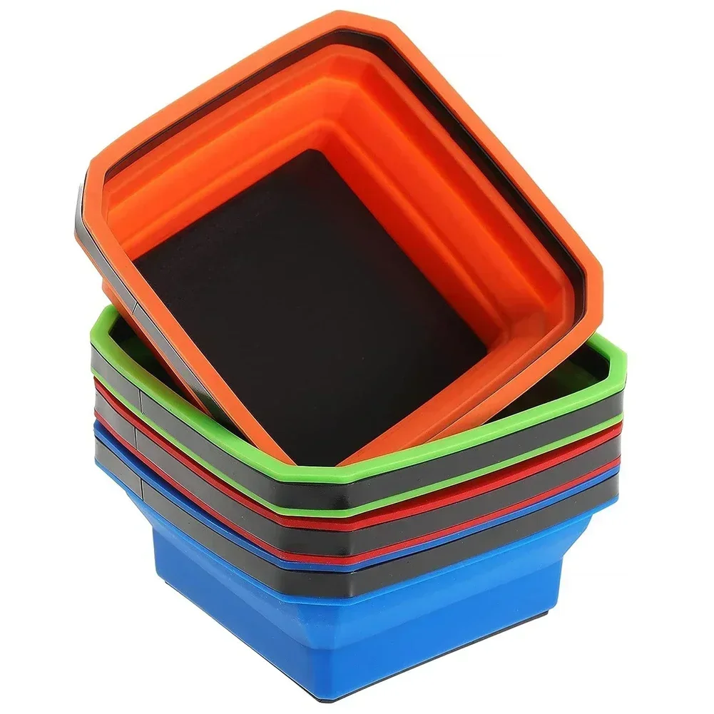 4.5 Inch Collapsible Magnetic Screw Tray Silicone Bowl Tool Part Storage Box Collapsible Magnetic Screw Tray Silicone Bowl Tool