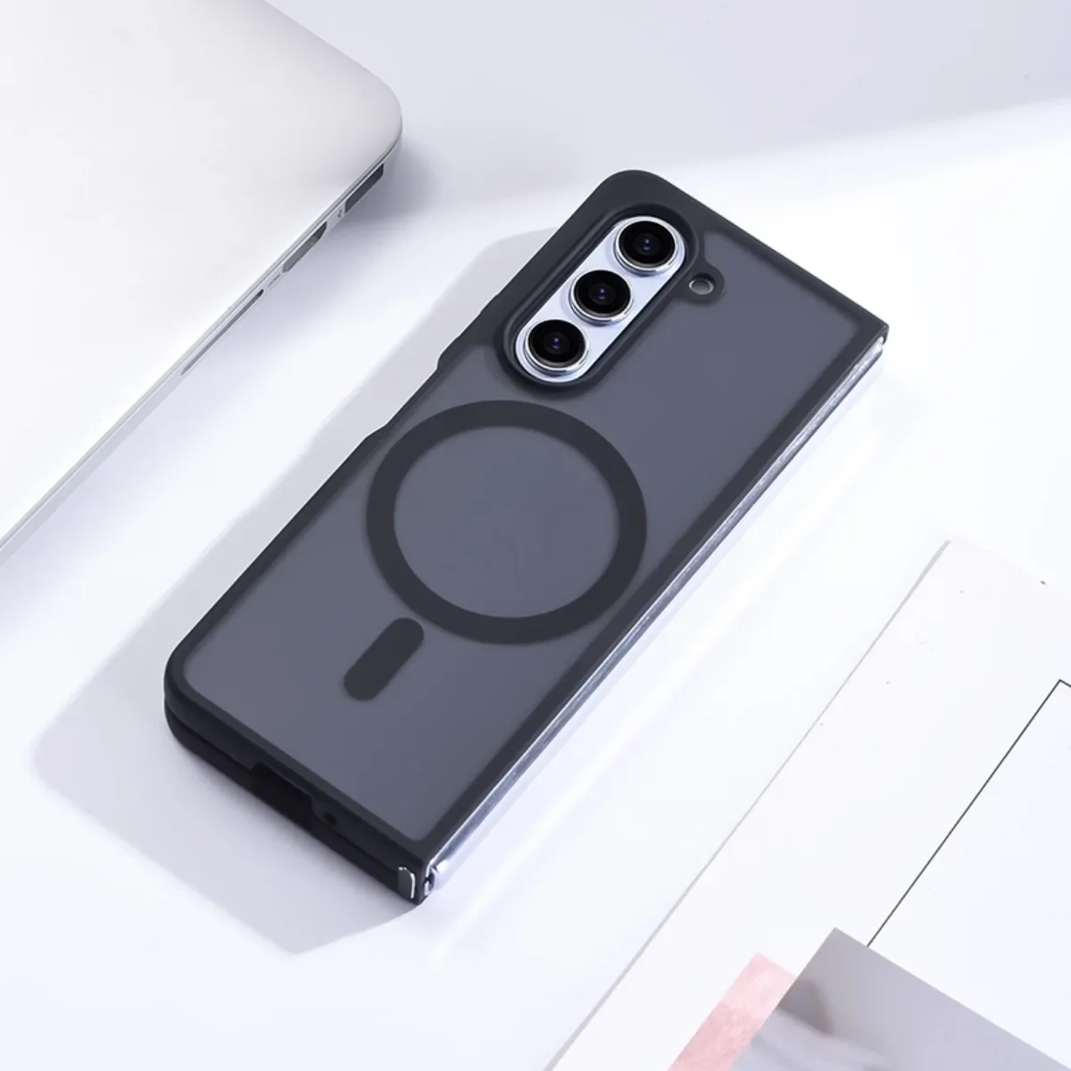 

Skin Friendly Matte Black For Samsung Galaxy Z Fold 5 4 Magsafe Case Magnetic Wireless Charging Soft Silicone Shockproof Cover