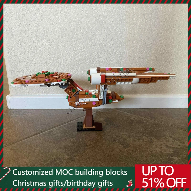 458 قطعة MOC تخصيص الزنجبيل طائرة حربية NCC 1701 الإبداعية بنة نموذج الأطفال التعليمية التجمع لعبة مهرجان هدية