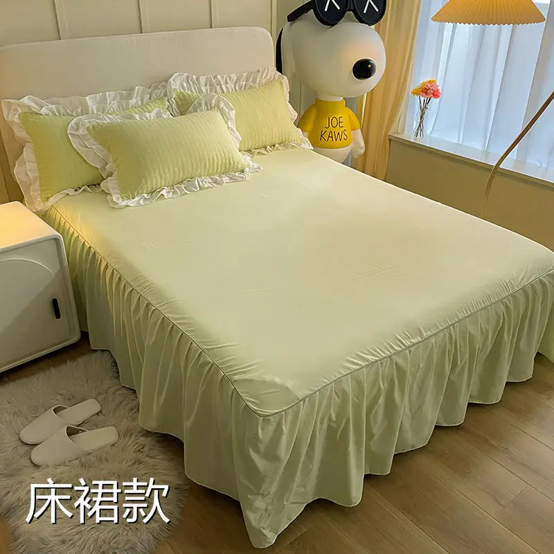 Spring New Fashion Korean Bubble Princess Style Three-piece Bedding Quilt Cover Sheet Dormitory Three-piece Set Boutique