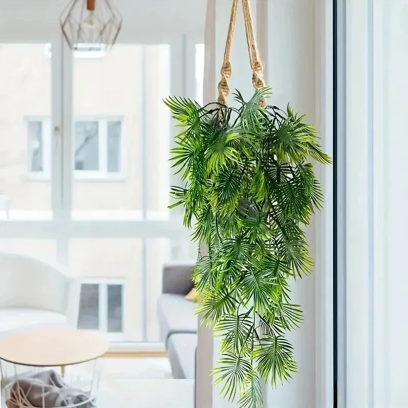 2개 UV 차단 변색 없는 인조 담쟁이덩굴 화초, 풍성한 줄기, 사실적인 인조 녹색 식물 - 사계절 야외 장식