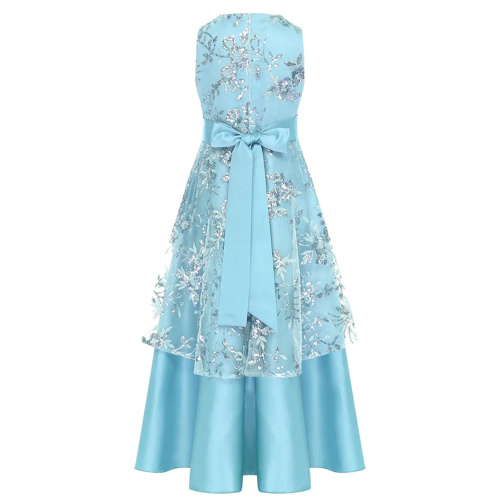 فستان زفاف بناتي أنيق جديد لعام 2025 فستان أميرة شبكي مطرز بالترتر في سن المراهقة فتاة حفلة التخرج حفلة موسيقية مساء فستان