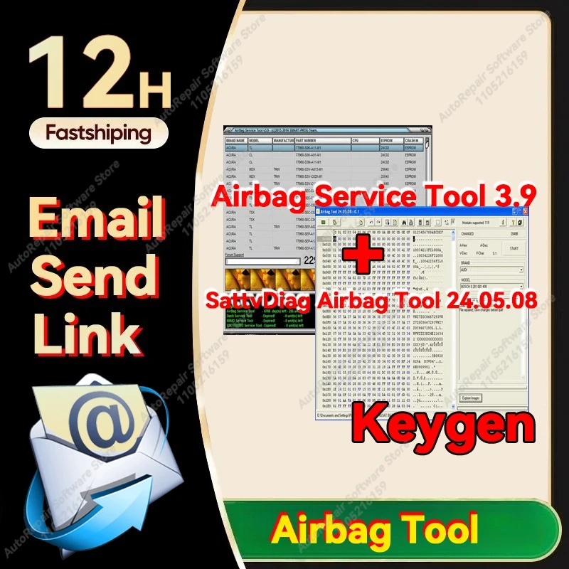 Outil de service d'airbag 3.9 et outil d'airbag SattvDiag 24.05.08 + logiciel de voiture Keygen