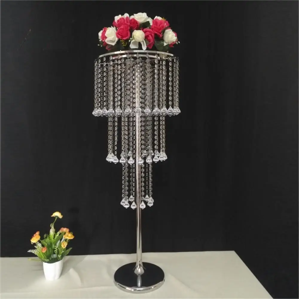 

Acrylic Crystal Flower Rack Three Ties Wedding Centerpiece / Exquisite Table Flower Road Lead With Pendant Party For Home Decor