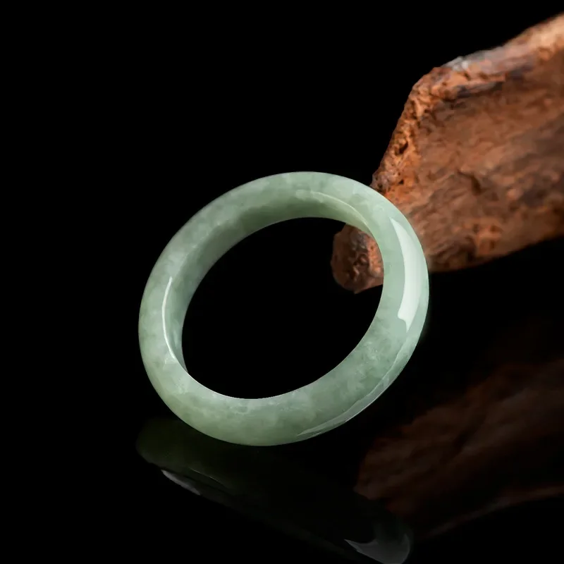 Natural Jadeite A Cargo Bean Seed Stylish and Innovative Male and Female Couple Pair Ring Jade Ring Jewelry Gift