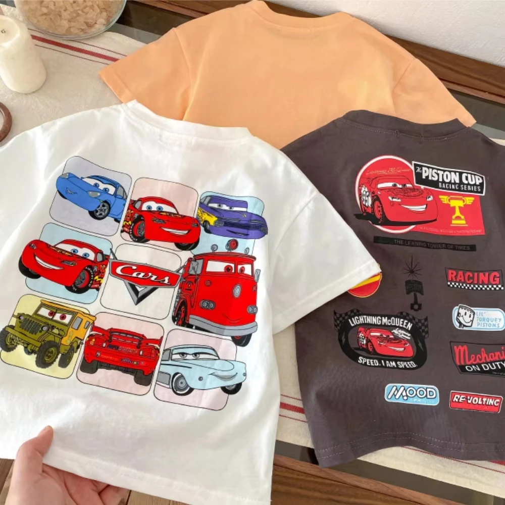 

Новинка 2025, летний топ Disney, детская рубашка с автомобилем, молния Маккуин, 3D сетчатый дышащий удобный топ, спортивная повседневная футболка для детей и взрослых