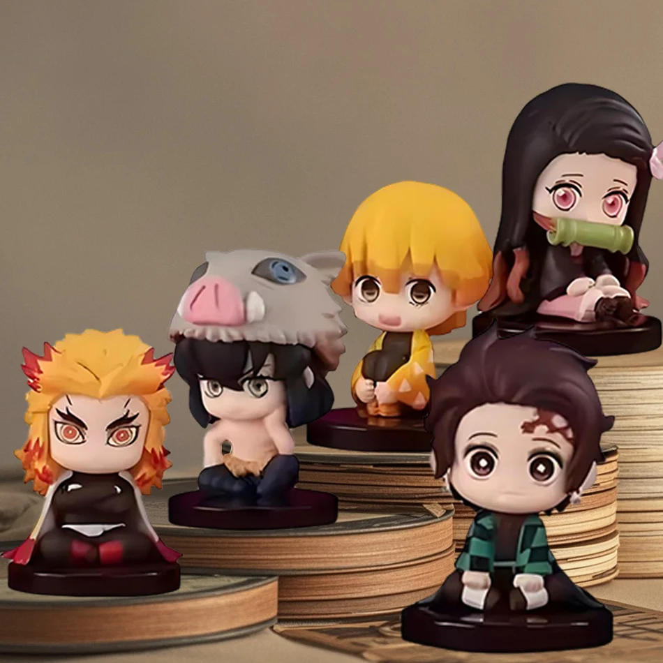 Dämonentöter Figur und Y Anime Dämonentöter: Kimetsu no Yaiba Q Version Shichiching Tanjiro Nidouzi Inosuke Zenizu PVD Figur Modell Puppe Technique fts