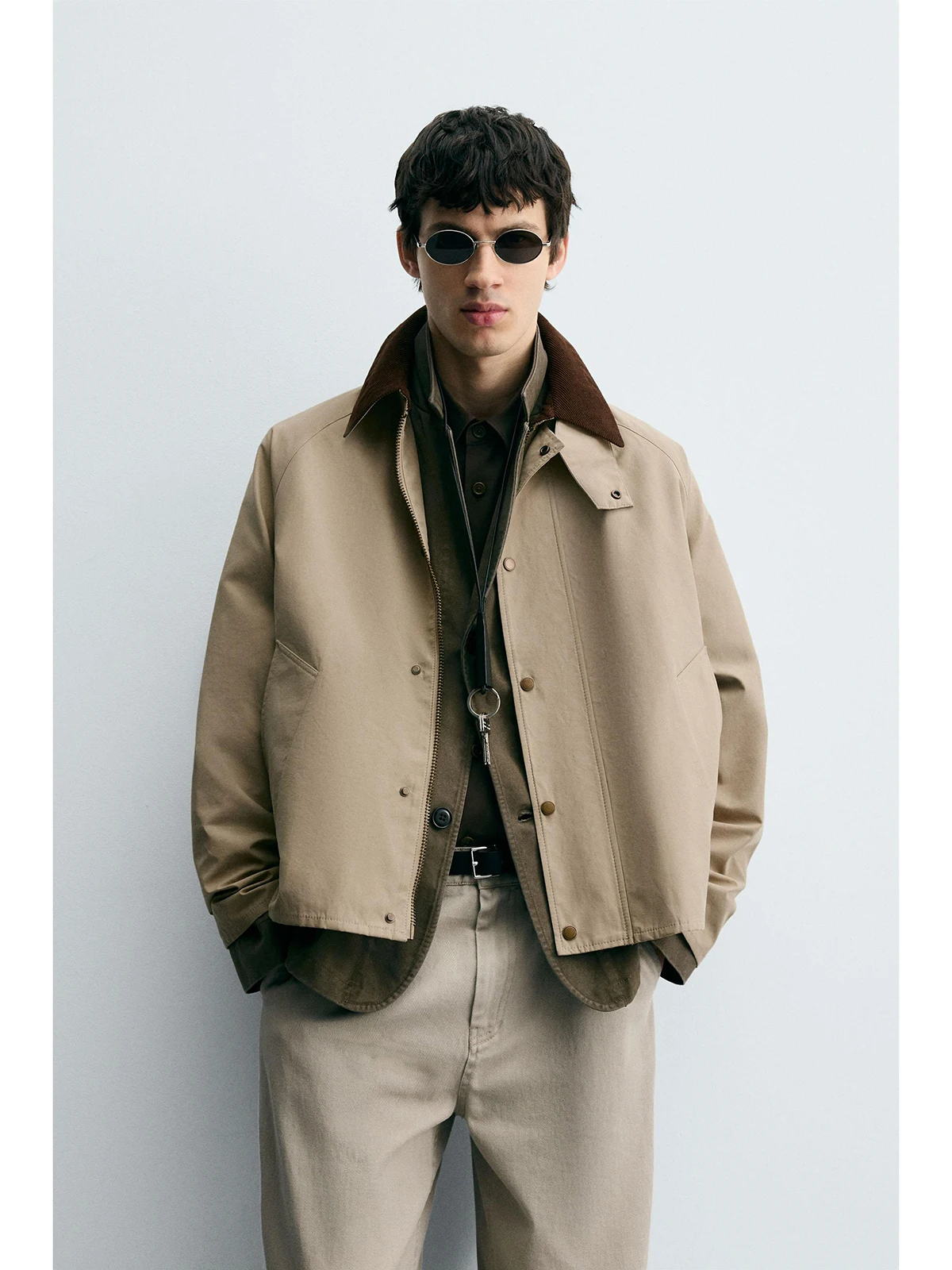 

New Arrival Men's Jaet Outerwear Tech Fabric Color Blo Collar Zipper Closure Casual Sle Nylon Cotton Blend ort Sve