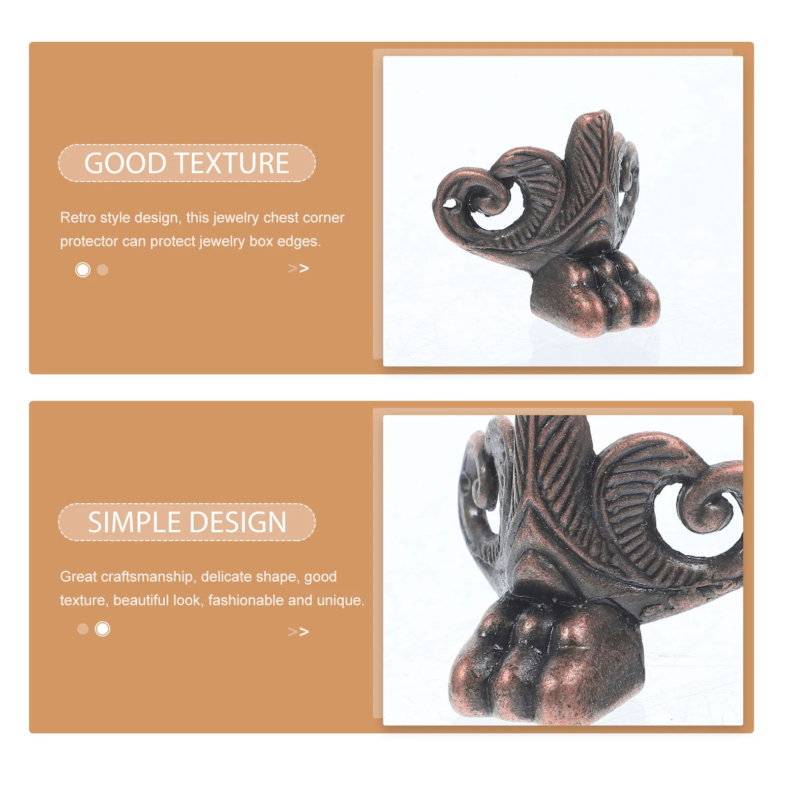 

10Pcs Zinc Alloy Retro Jewelry Box Corner Protector Decorative Foot Wood Case Leg Vintage Style Edge Guard for Wooden Boxes