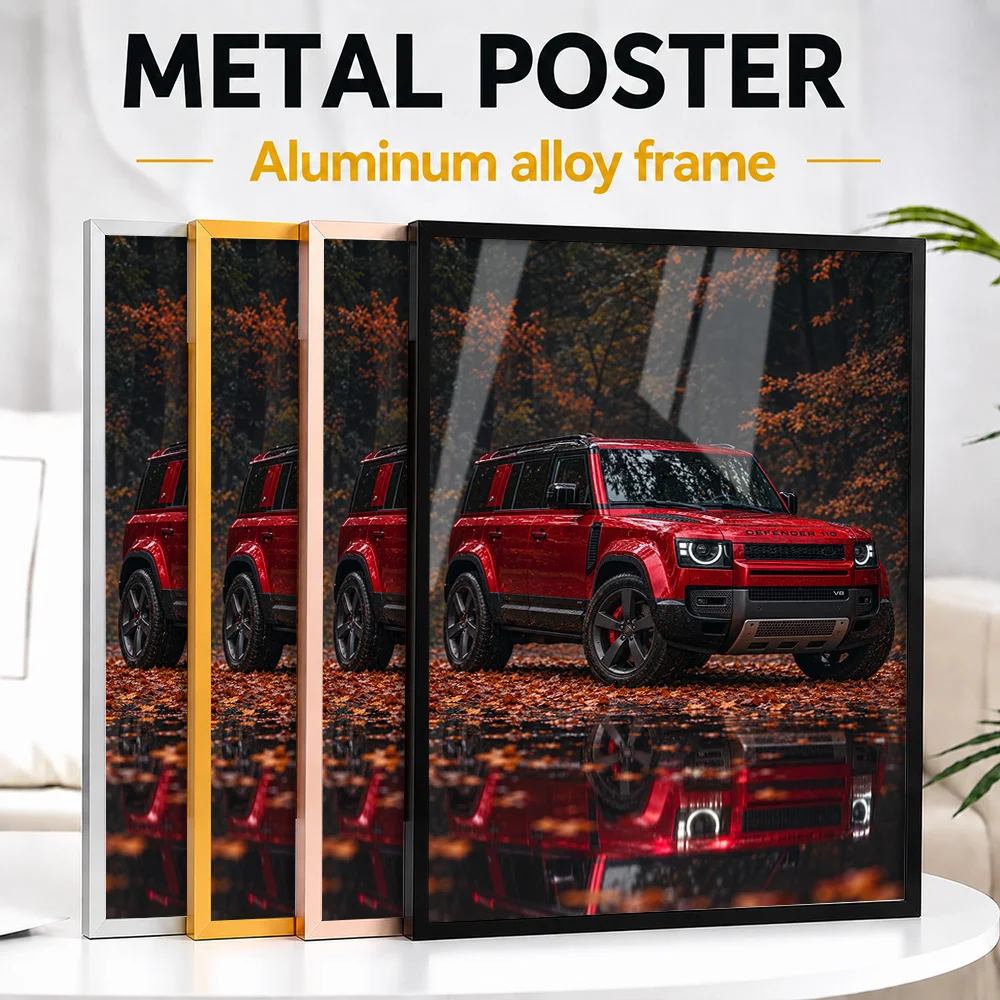 British Defender 110 V8 Firenze Red Car Metal Poster With Aluminum Alloy Frame Personalized Garage Legacy Wall Art For Game Room