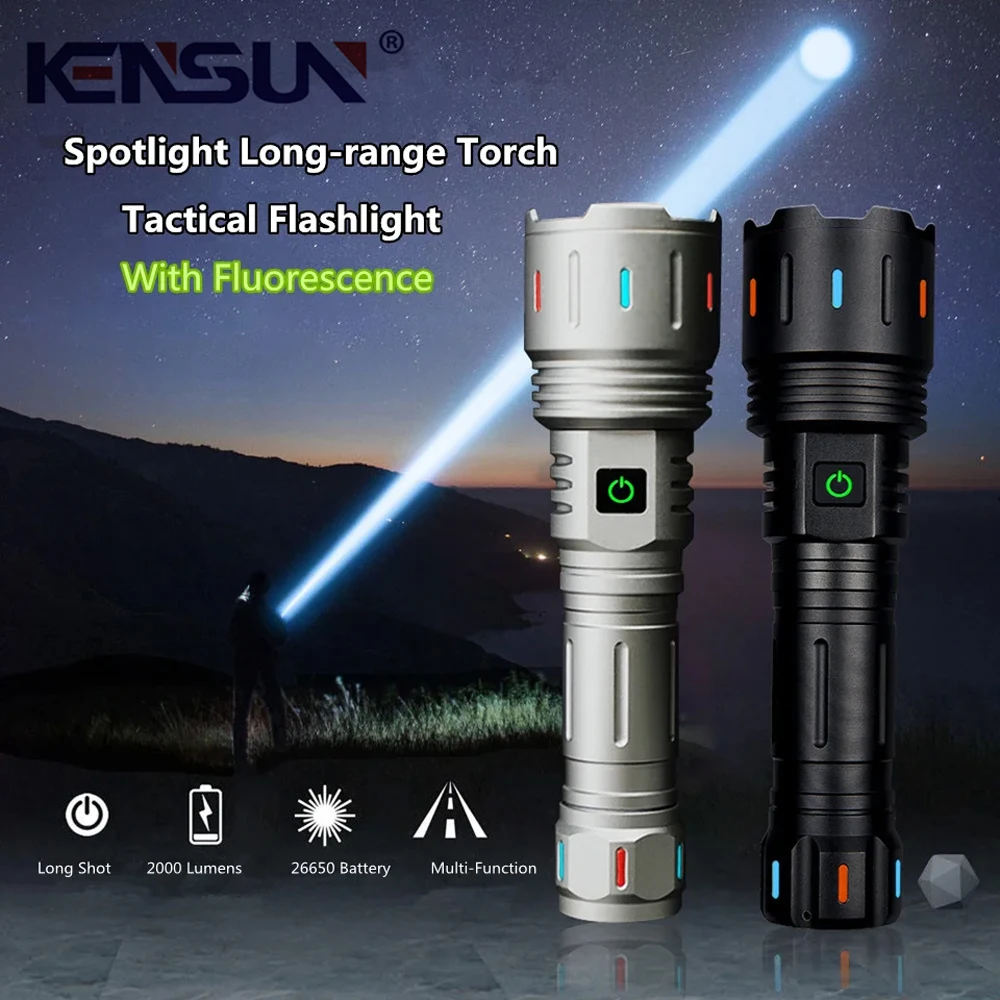 Powerful LED Flashlight USB Rechargeable Super Bright Spotlight Lantern High Power Tactical Torch With Fluorescent Light Lamp