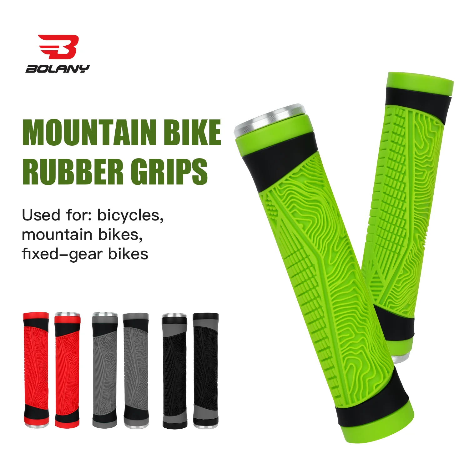 BOLANY MTB Bike Handlebar Grips 130mm Rubber Bicycle Handle Grips Anti-Slip Shock Absorbing Soft Handlebar Covers for BMX Fixie