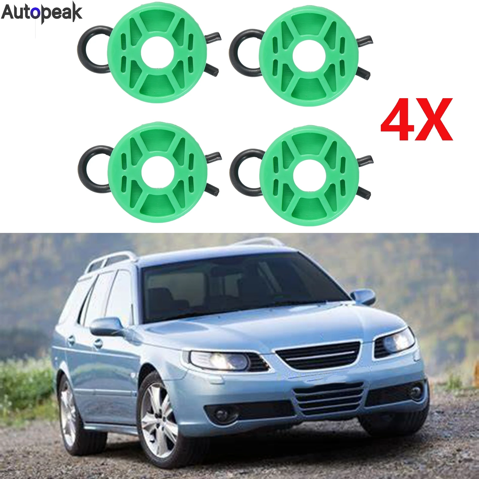 4Pcs Front Green Power Window Regulator Guide Roller Clip For Saab 900 94 - 98 9-3 99 - 03 9-5 99 - 10 Automotive Goods 4493433