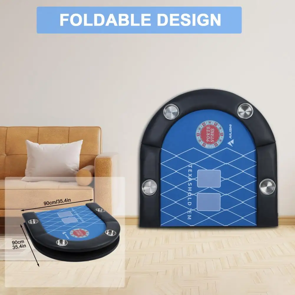 71 Inch Poker Table, 8 Folding Poker Table with Collapsible Legs, Padded Rail and Cup Holders, Portable Table for Texas Holdem image 5