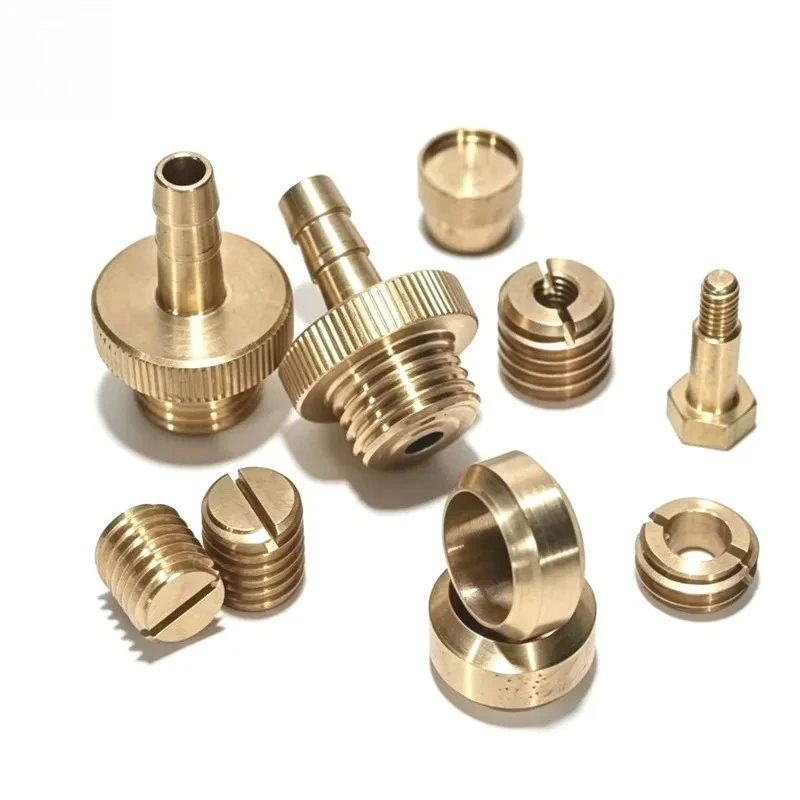 Custom Brass  Precision Turning Parts Knurled Accessories Threaded Plugs Hex Bolts OEM Machining Services