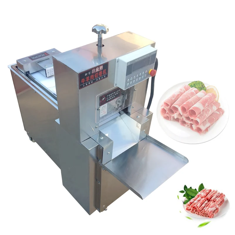 Automatic CNC Mutton Roll Cutting Machine Multi-Functional Commercial Slicer Frozen Meat Pork Roll Cutting Machine