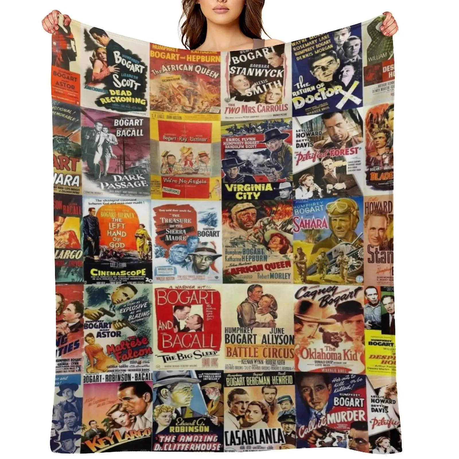 

Humphrey Bogart Movie Posters Throw Blanket Comforter for winter Hairy Flannels Blankets