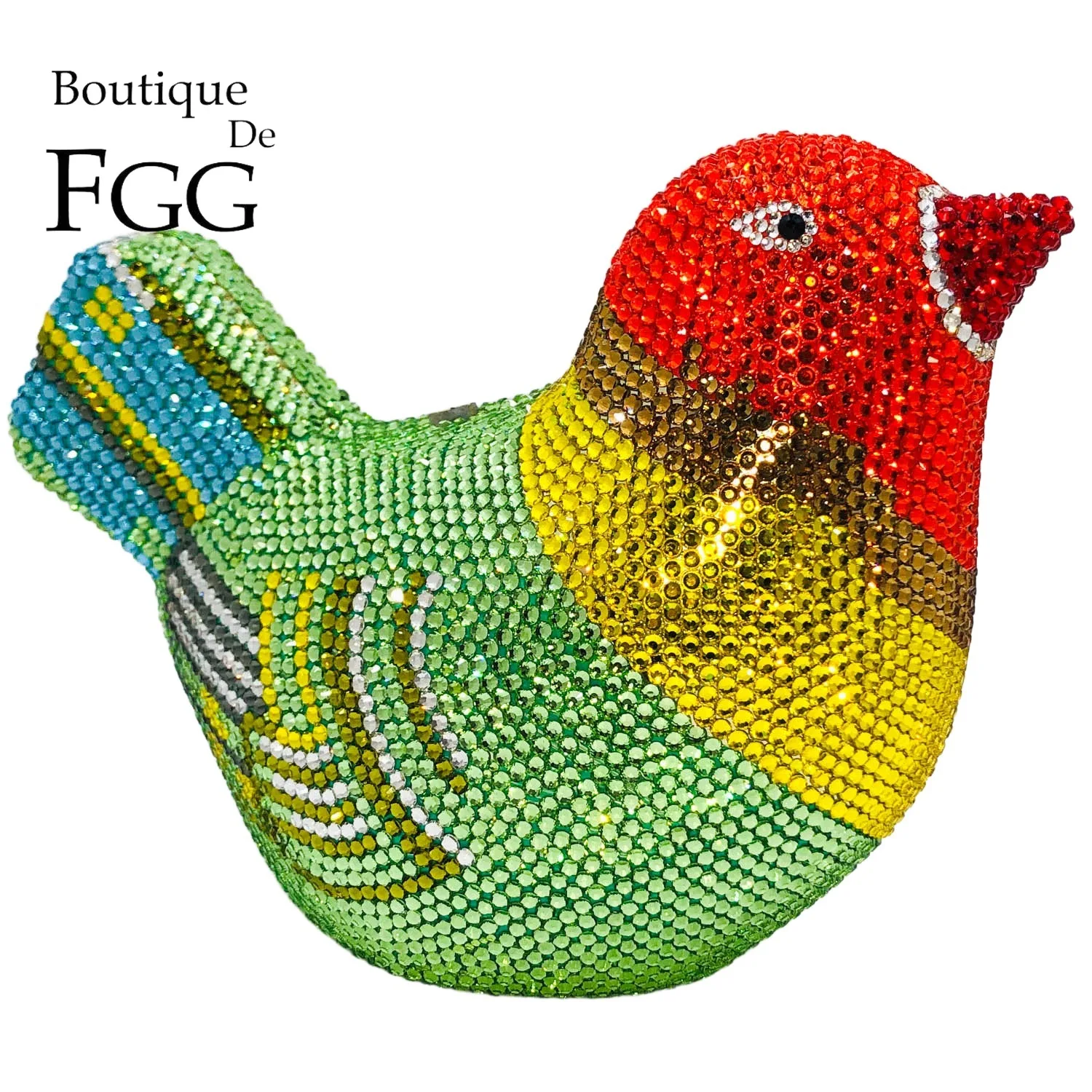 

Boutique De FGG Crystal Bird Evening Clutch Bag For Women Fashion Handbags and Purses Mini Metal Wedding Party Clutches Purse