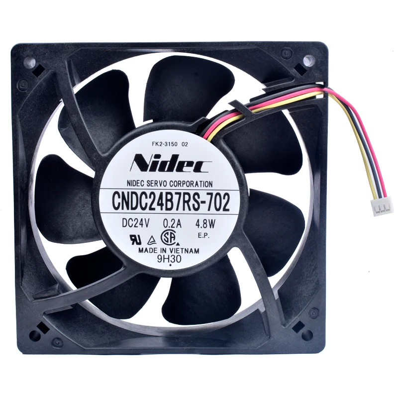 

CNDC24B7RS-702 12cm 120mm fan 120x120x38mm DC24V 0.20A 4.8W 3 lines, double ball bearing, silent inverter server cooling fan