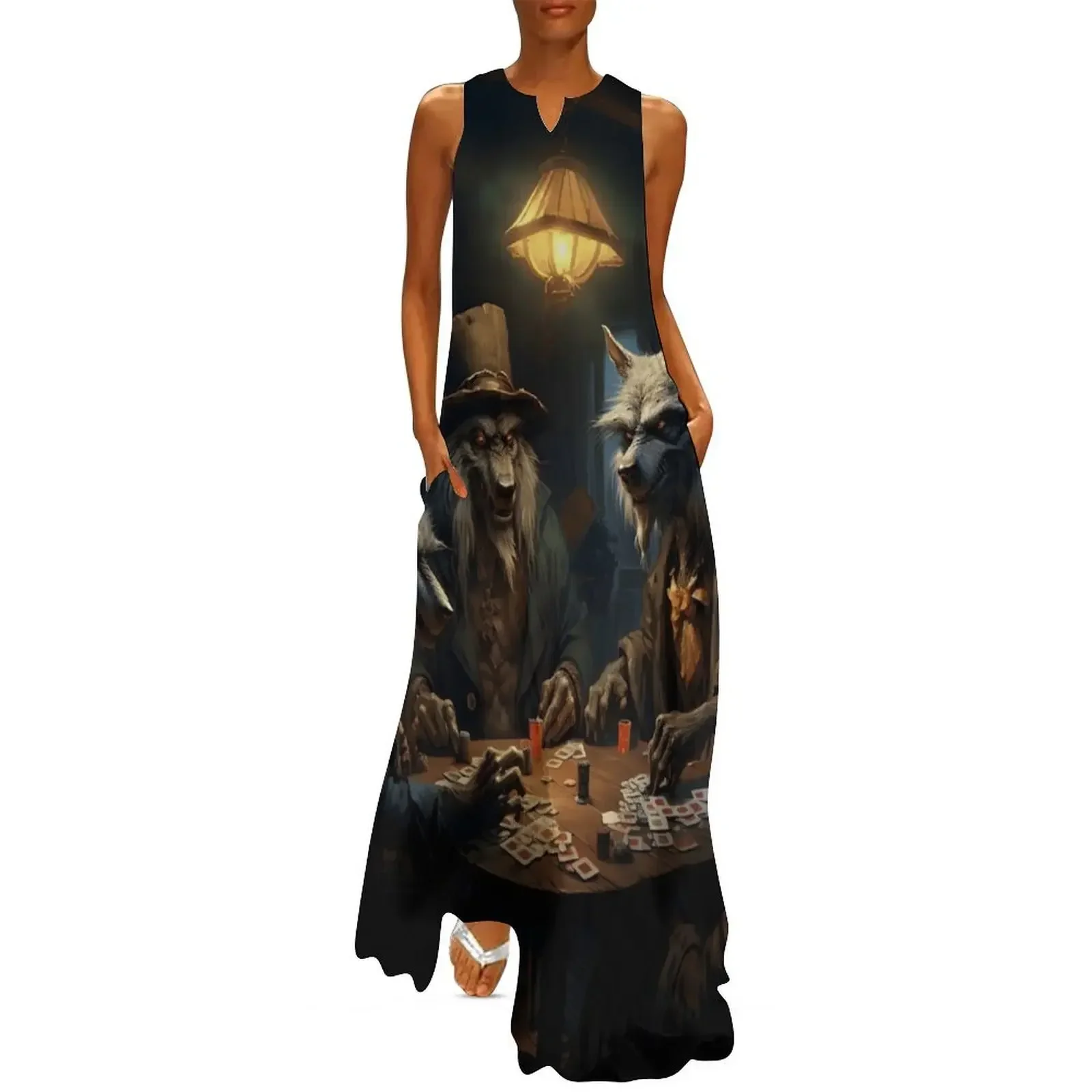 

Ghouls Playing Poker Long Dress dress for woman women's elegant loose dresses Woman clothing summer dress