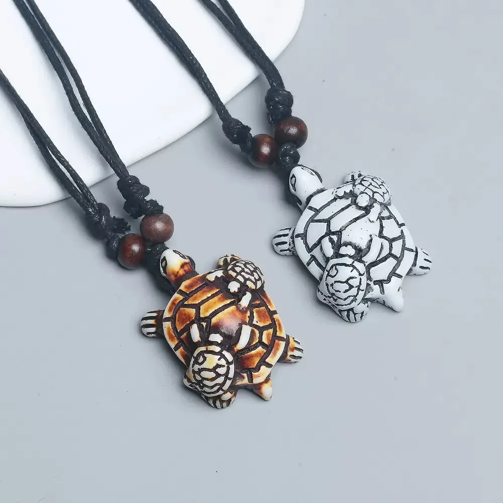 Damen Herren Harz geschnitzte hawaiianische Schildkröte Charm verstellbare Surfer Halskette Schmuck Geschenk